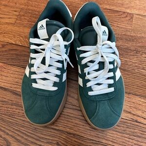 Adidas Women’s Forest Green and White Sneakers